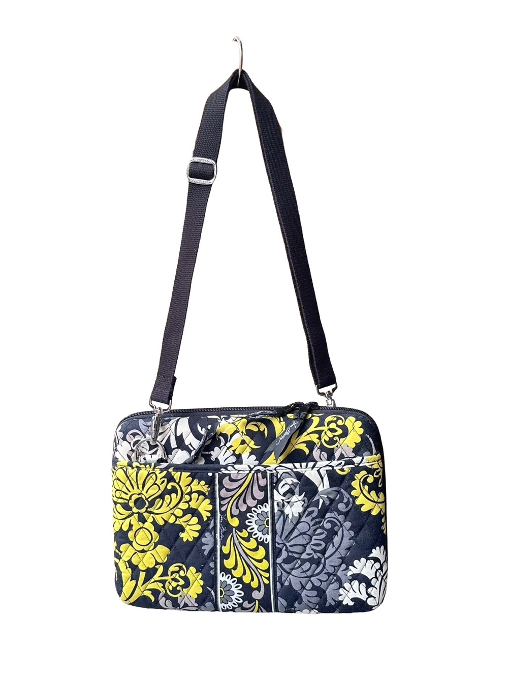 Vera Baroque Hardshell iPad Laptop Bag Black Grey White Yellow Chartreuse 12 x 9